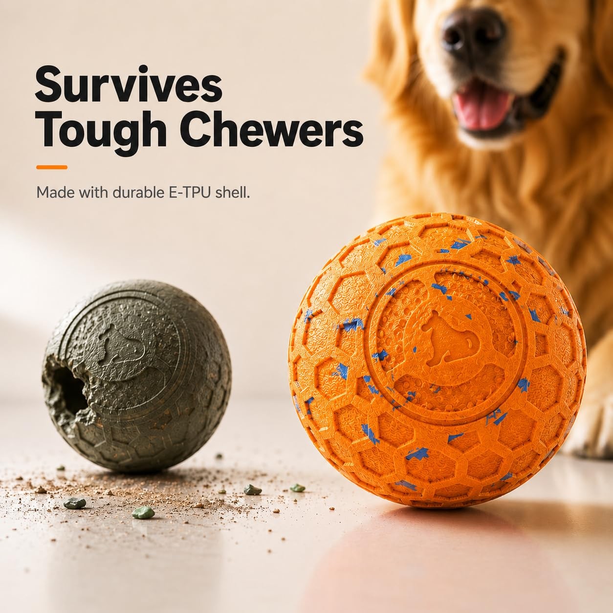 Interactive Dog Ball for Medium & Large Dogs, Automatic Moving Dog Toy with M…