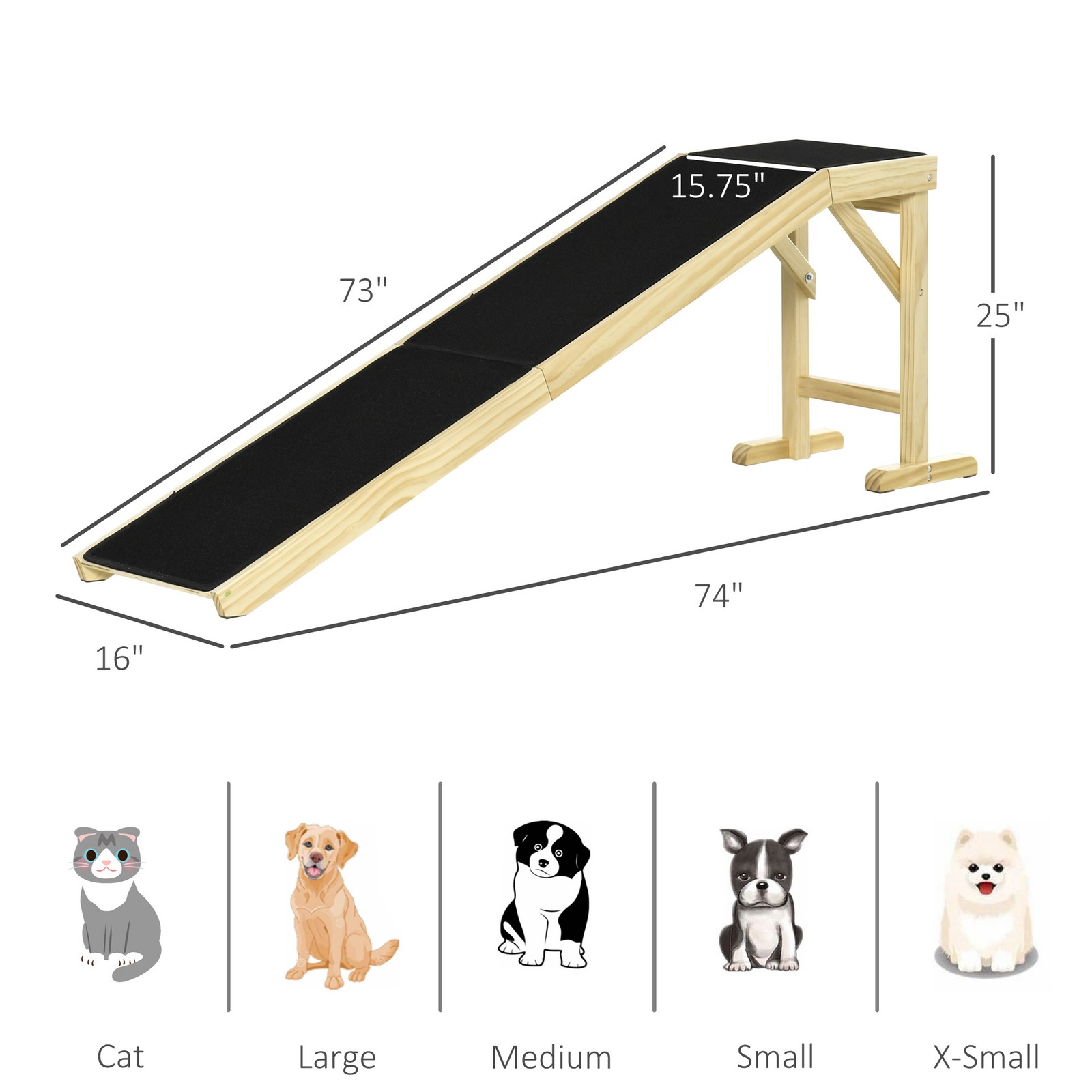 Dog Ramp for High Beds Non-slip Carpet Top Platform for Small Medium Large Pet