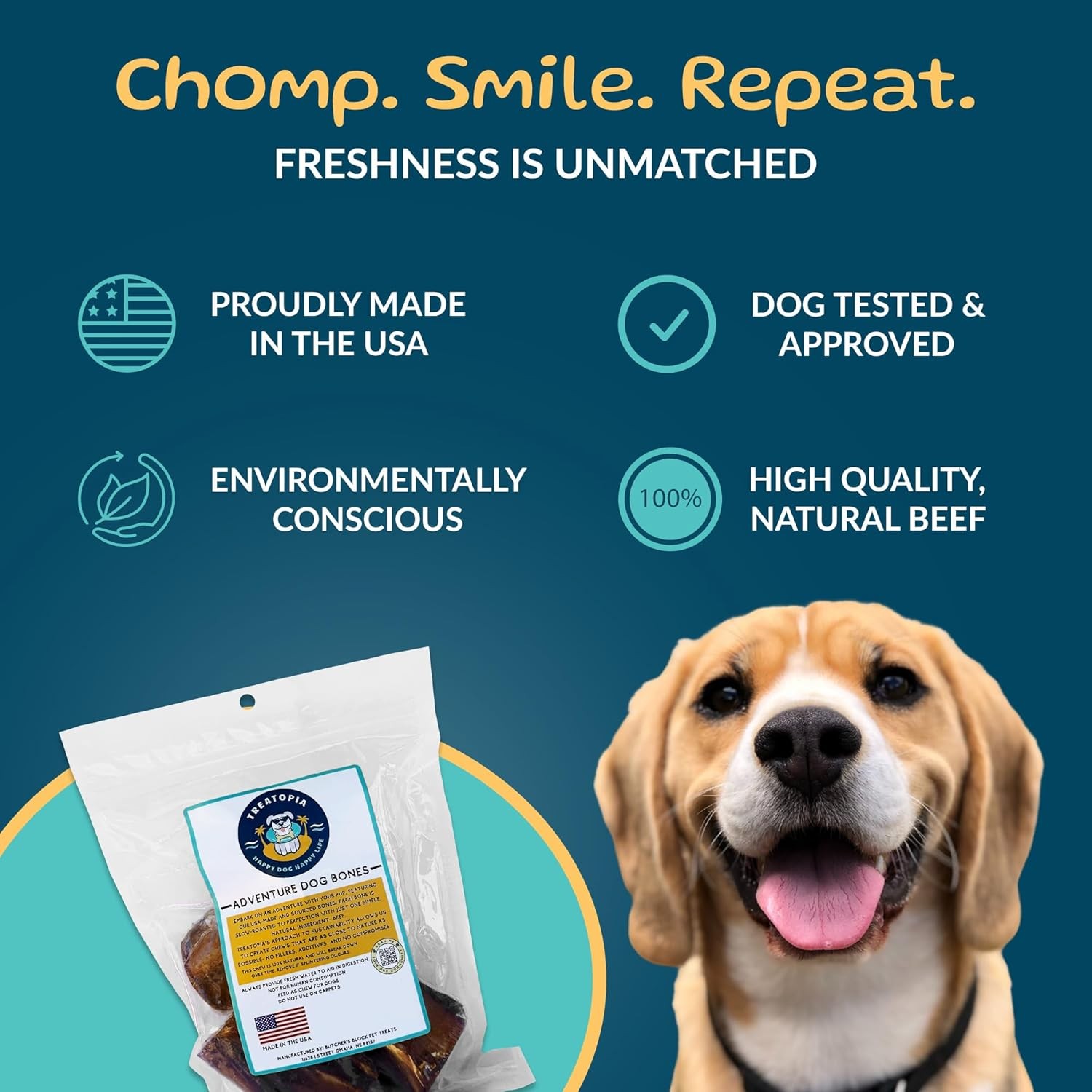 Beef Marrow Dog Bones USA Made All Natural Long Lasting Chews No Additive 3 Pack
