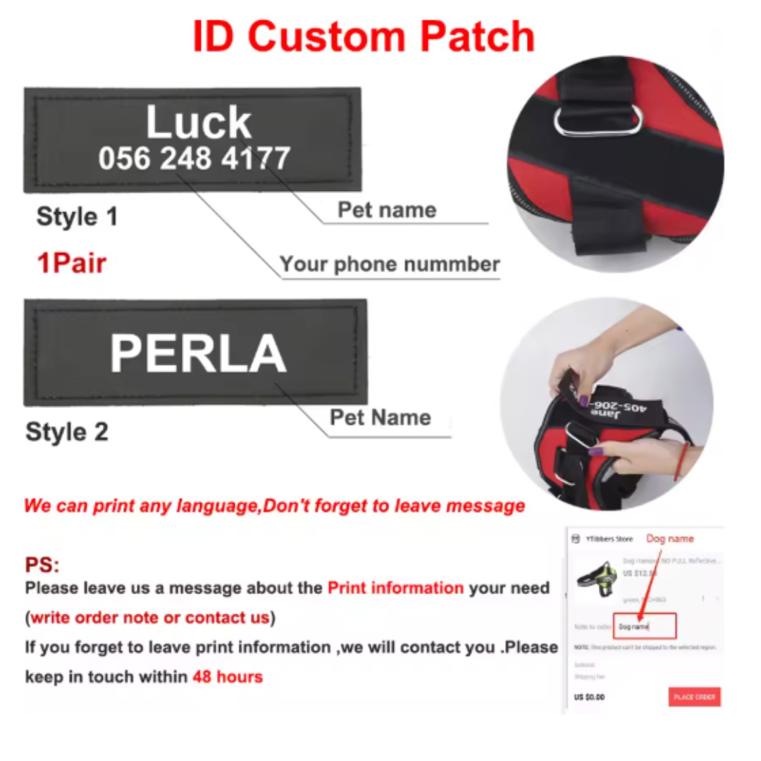 No Pull Dog Pet Harness Reflective Adjustable Control Vest Personalized ID Tag