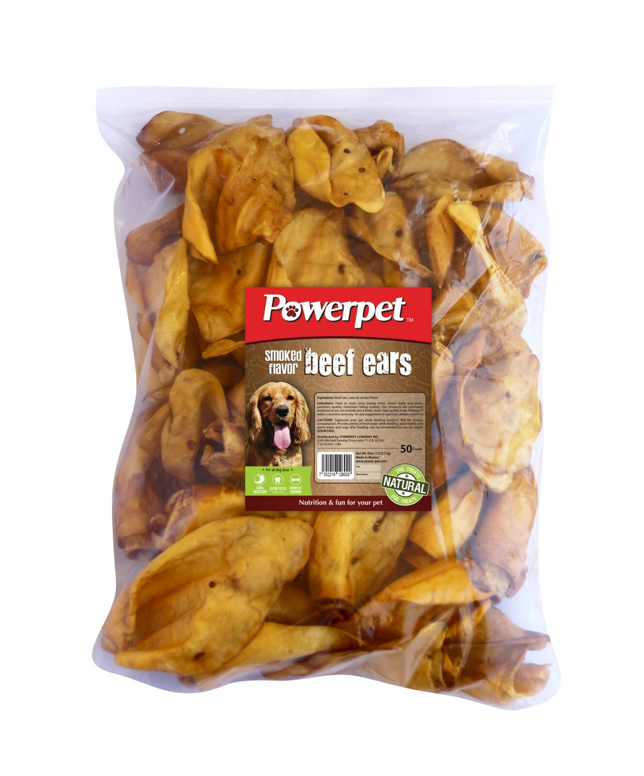 All Natural Beef SMOKED Cow Ears DOG Treats 50 count -BRC Certified