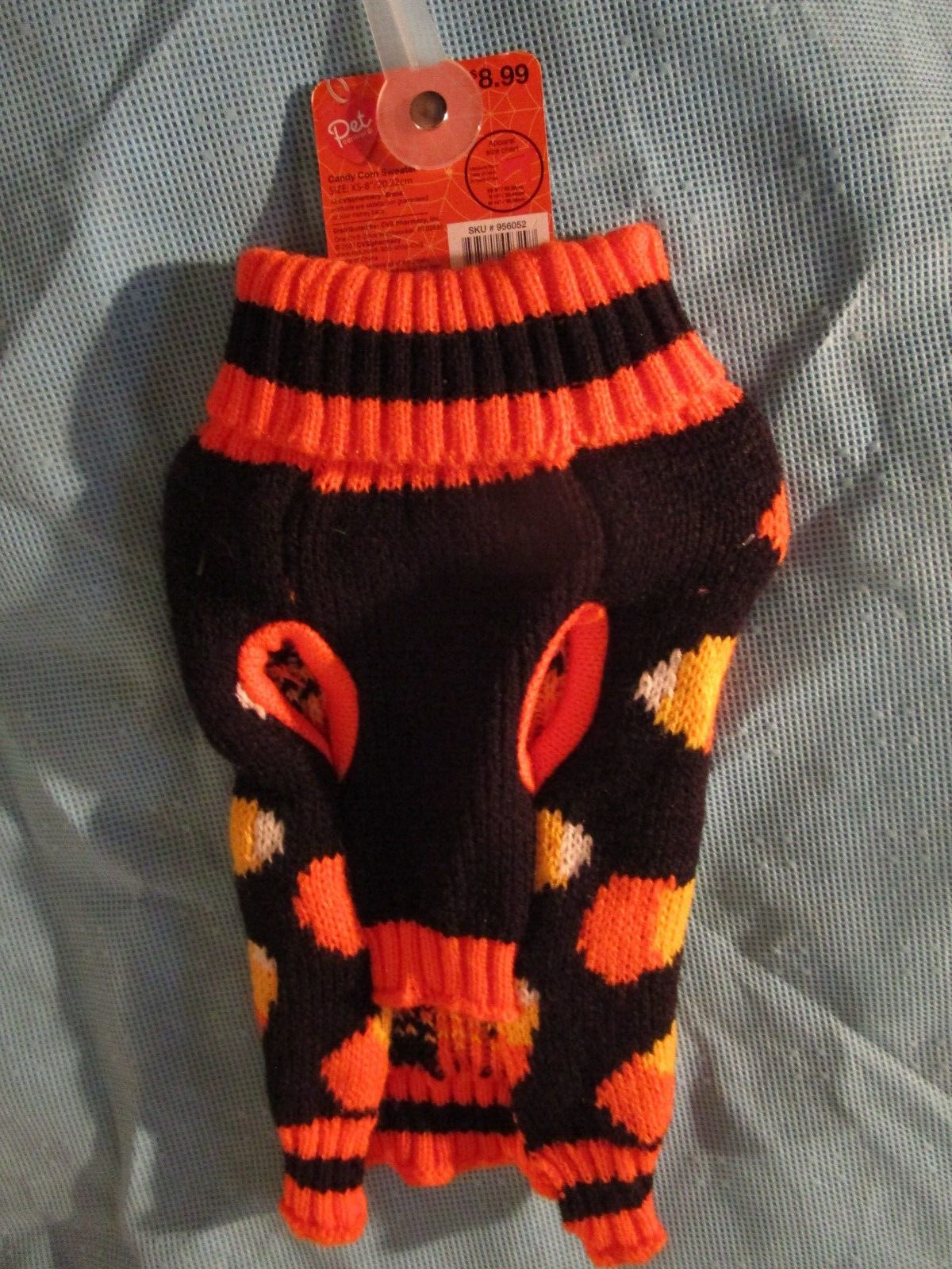 Pet Central Candy Corn Dog Sweater Size Halloween Black & Orange XS Xtra Small