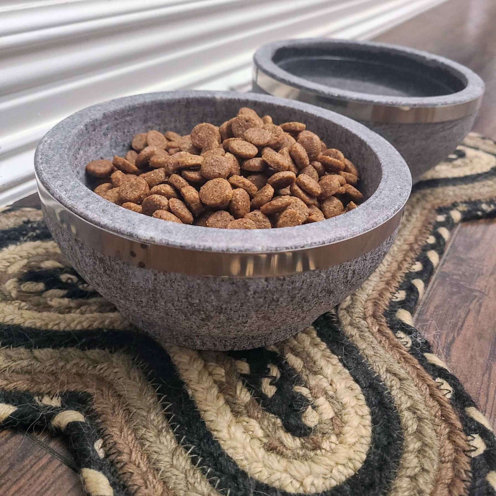 Natural Stone Dog Bowl Standard Dog Bowl Size S Modern Raw Beauty Heavy Bowl
