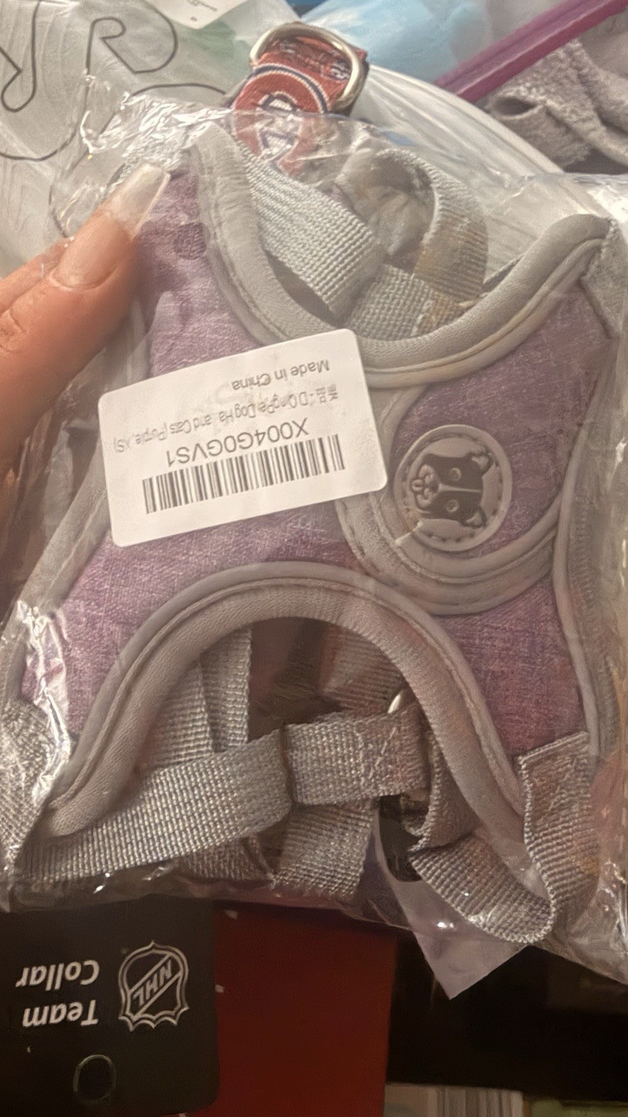 Xtra Small Purple Reflective Dog Harness With Matching 6 Ft Leash