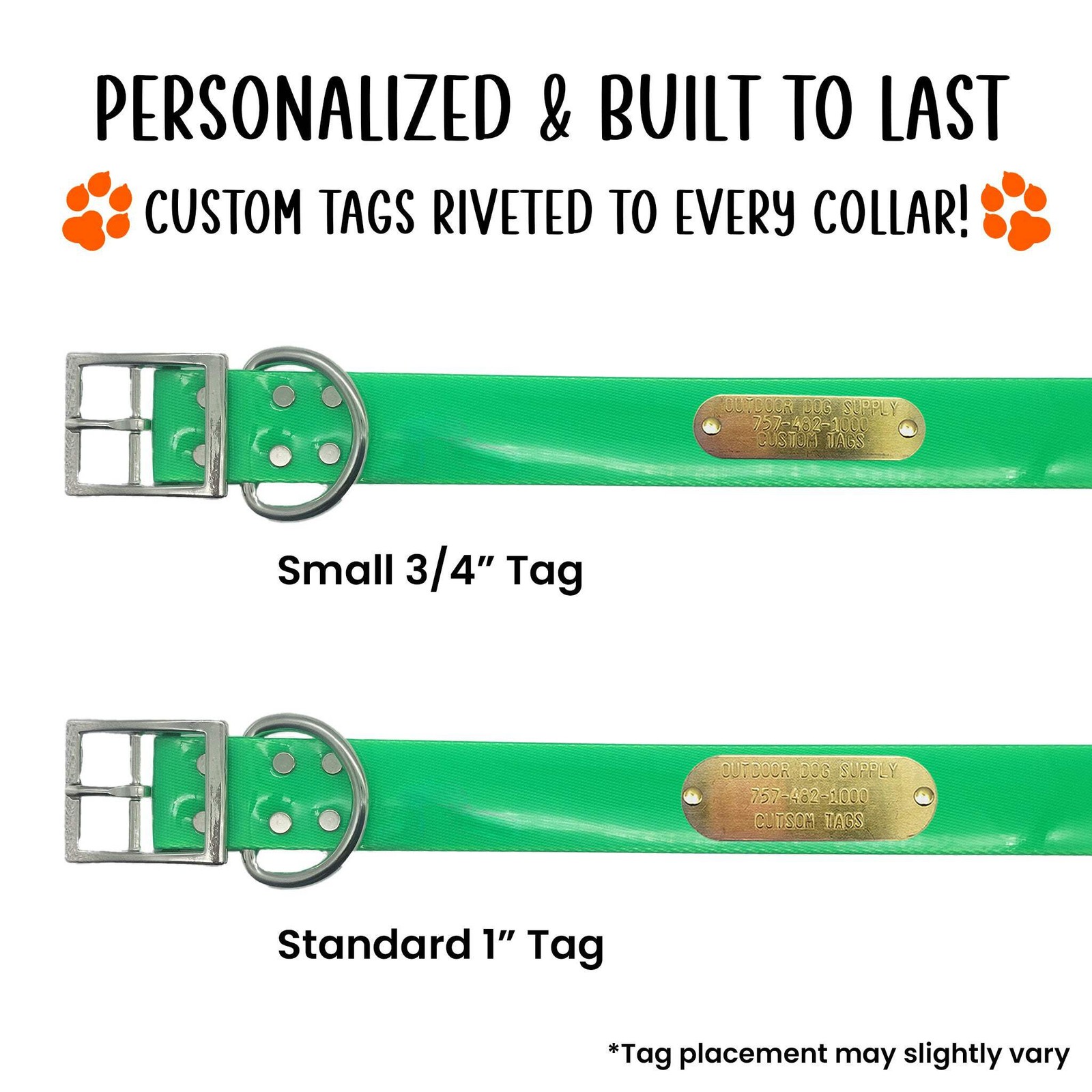 21″ Hunting Dog Name Collar Strap Heavy D Ring 1 1/2″ Custom ID Tag Plate