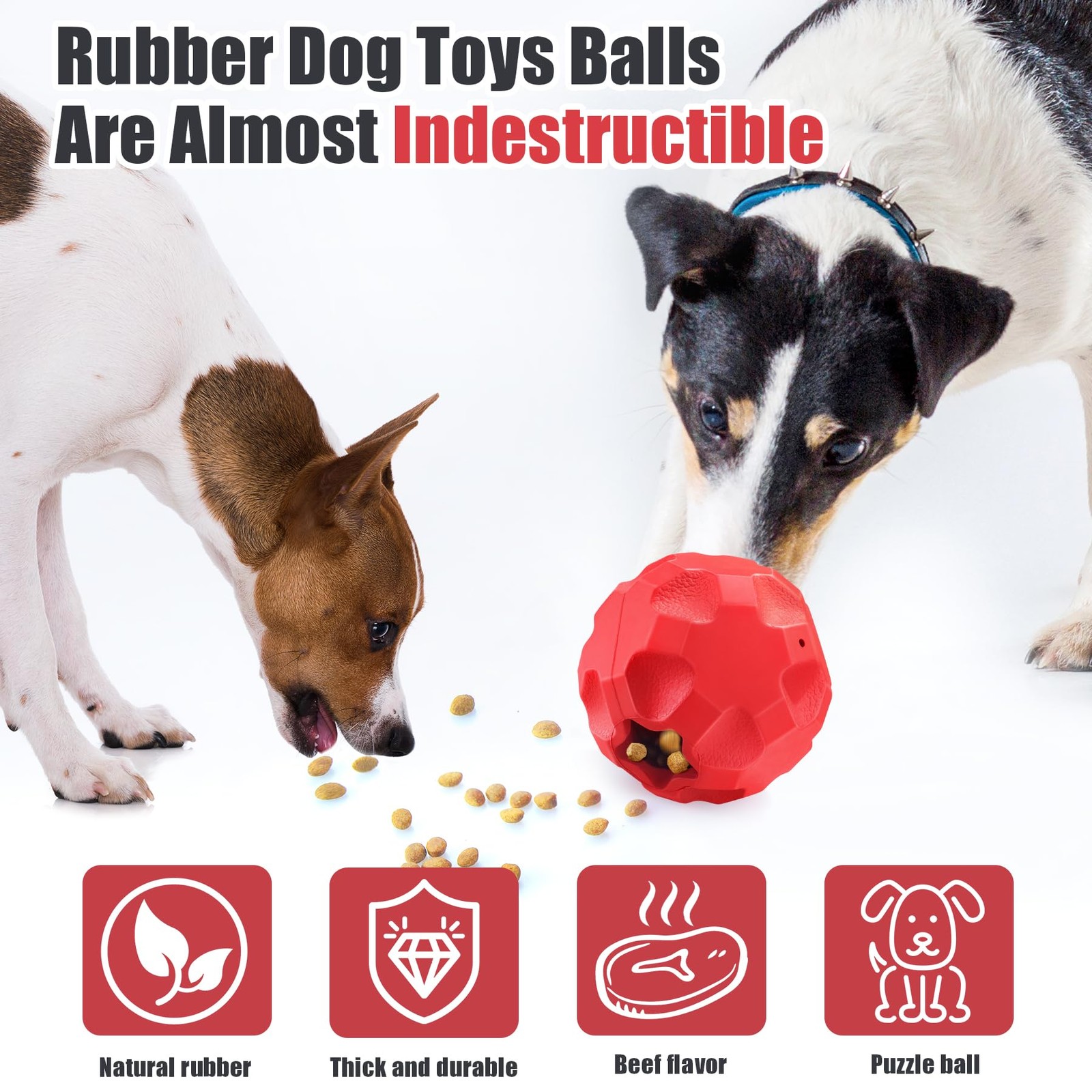 TROUSKAIG Treat Dispensing Dog Toys for Big Ball, Red