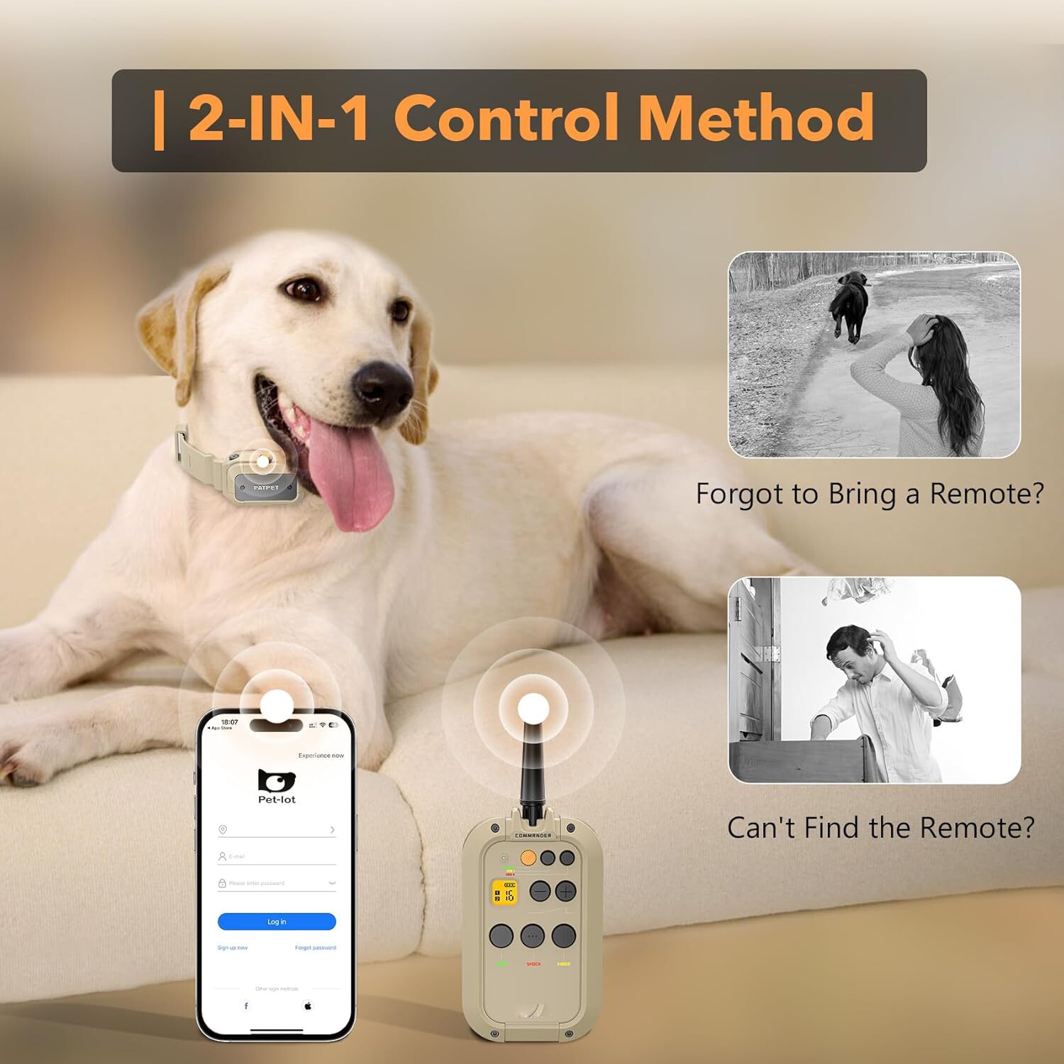 2in1 Dog Shock Collar Training w/ Remote ,1/2 Mile IPX7 Waterproof Electric