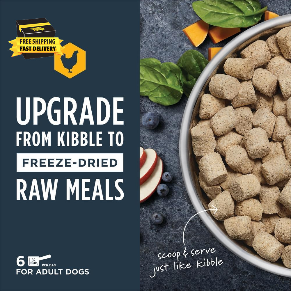 Freeze Dried Raw Meals, Natural Dry Dog Food, Grain Free – Cage Free Chicken, 3