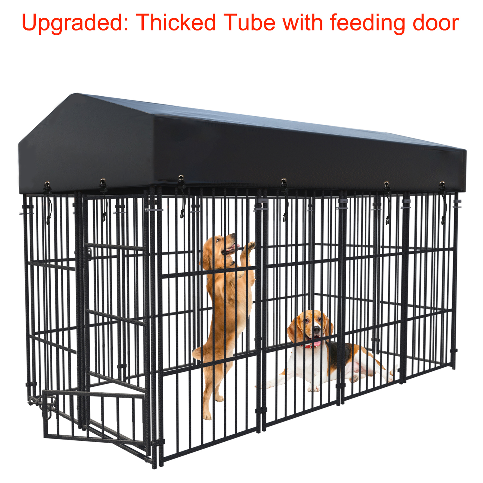 Heavy Duty Dog Kennel Upgrade Antirust Metal Pet Playpen Large Animal Cage House