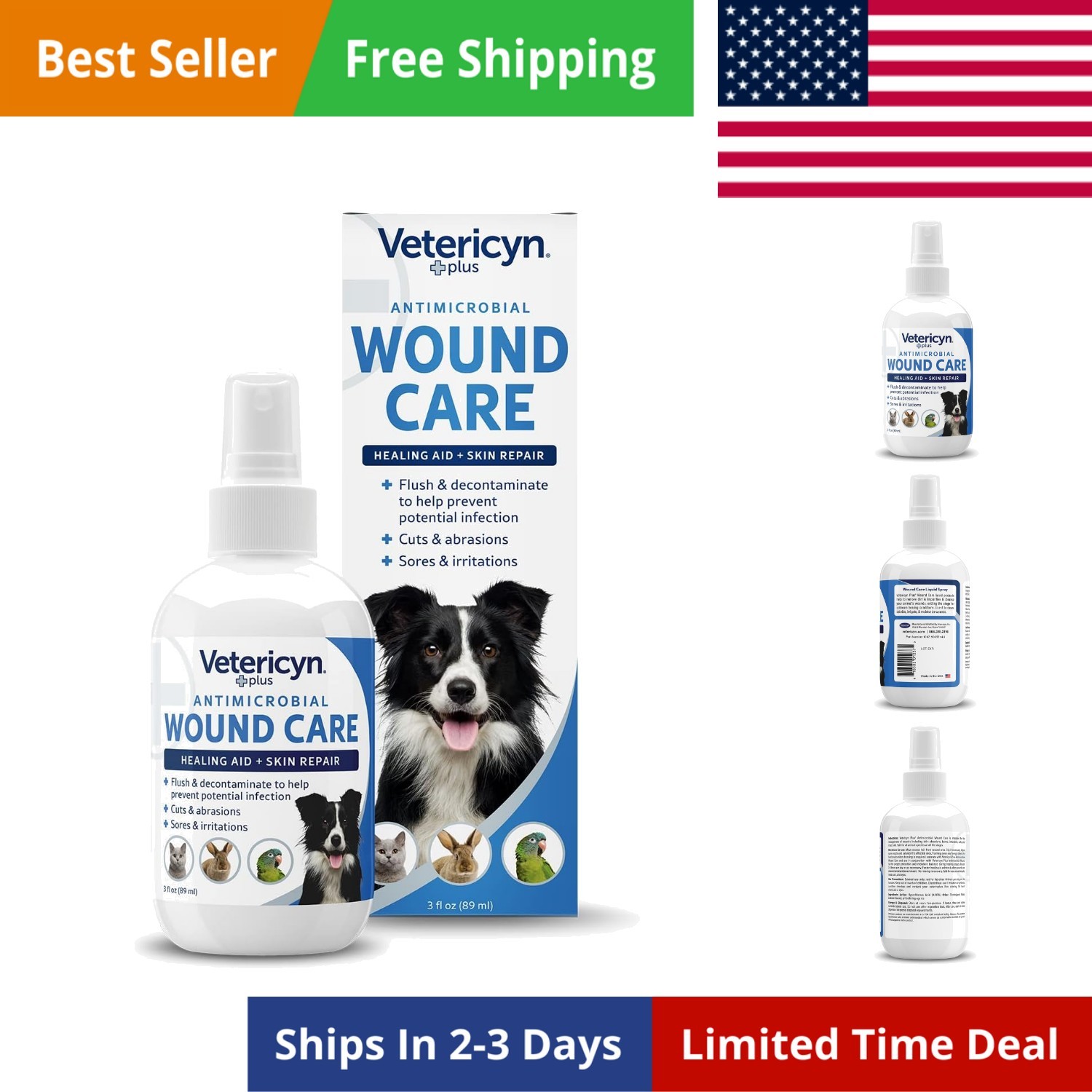 Plus Dog Wound Care Spray | Healing Aid and Skin Repair, Clean Wounds, Reliev…