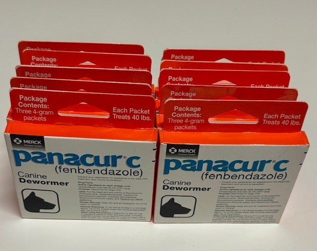 Set of 10 Panacur C 4gram Canine 40lbs Dewormer Treatment (30 packets) Exp:2027