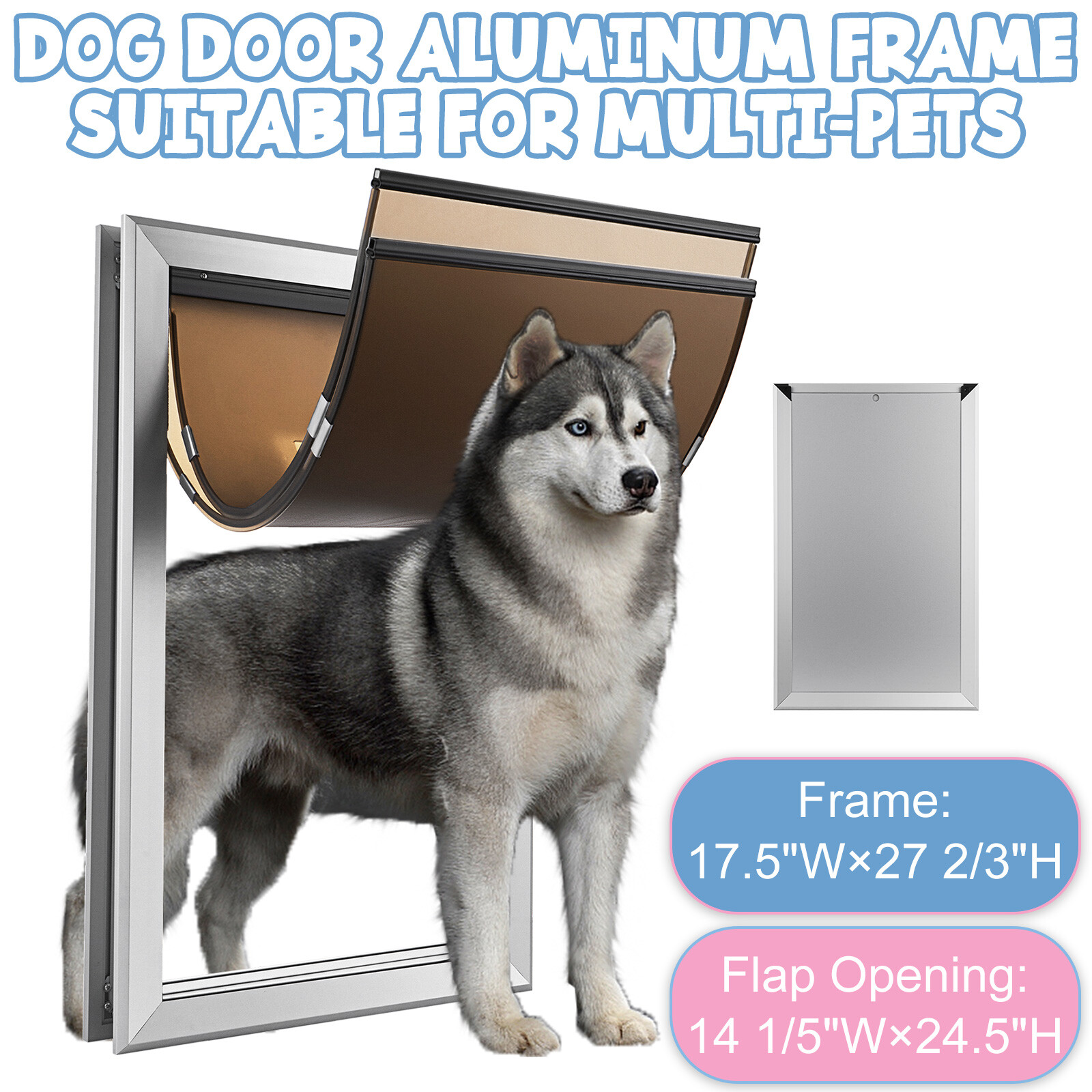 28X18 Extra Large Aluminum Pet Dog Door Magnetic Lockable Flap Screen Gate Frame