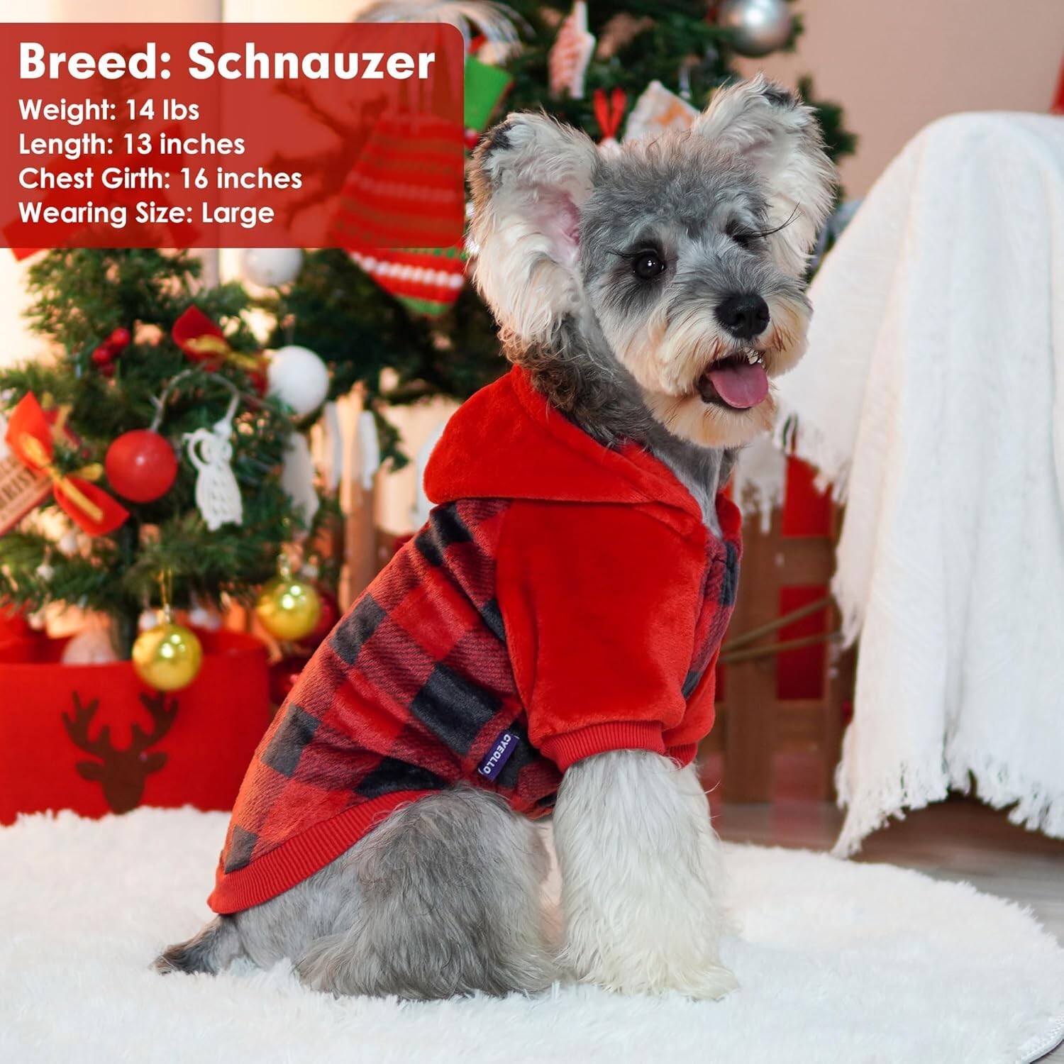 Dog Sweater Hoodie Warm Flannel Sweatshirt Thermal Buffalo Plaid Winter Coat