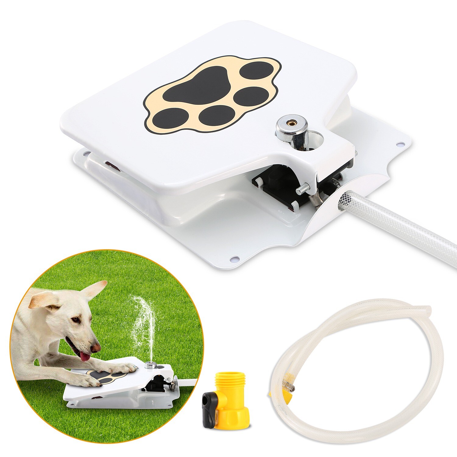 Outdoor Dog Pet Water Fountain Step-on Brass Valve Dispenser System Sprinkler