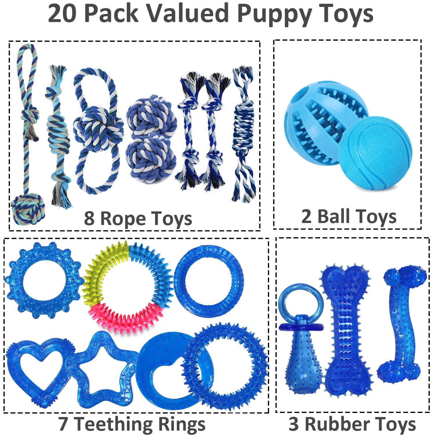 Puppy Chew Toys for Teething and Fun 20 Pack Dog Toys for Small Puppies Bulk