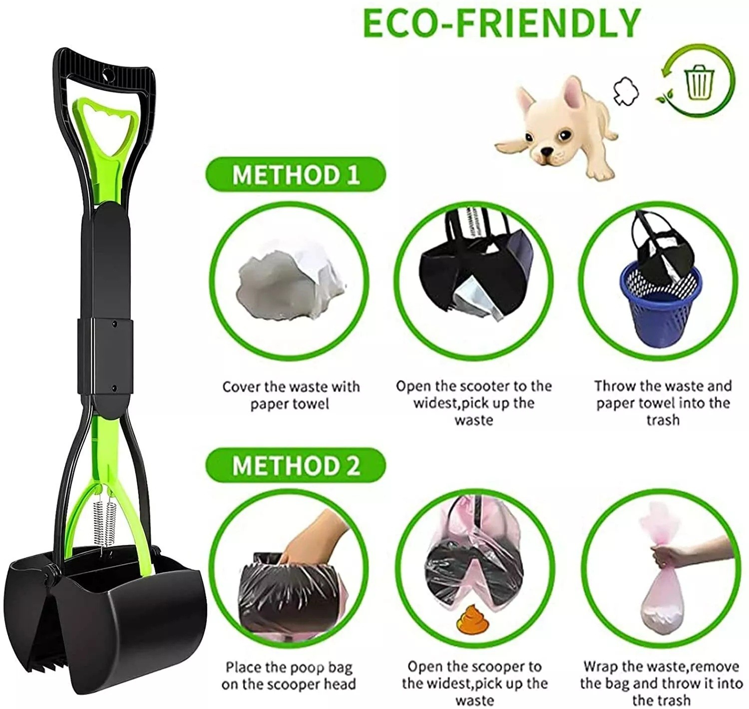 18” Pooper Scooper for Small Dog Cat Waste Clean Pet Scoop Animal Pick Up Jumbo