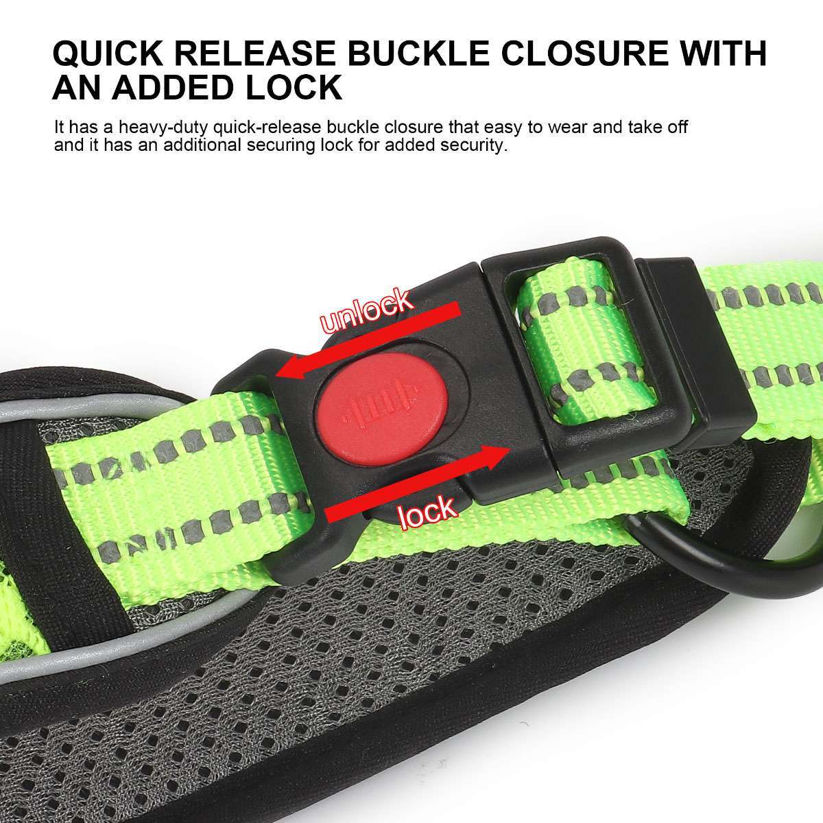 Dog Pet Adjustable Nylon Collar padded Reflective Small Medium Large With Buckle