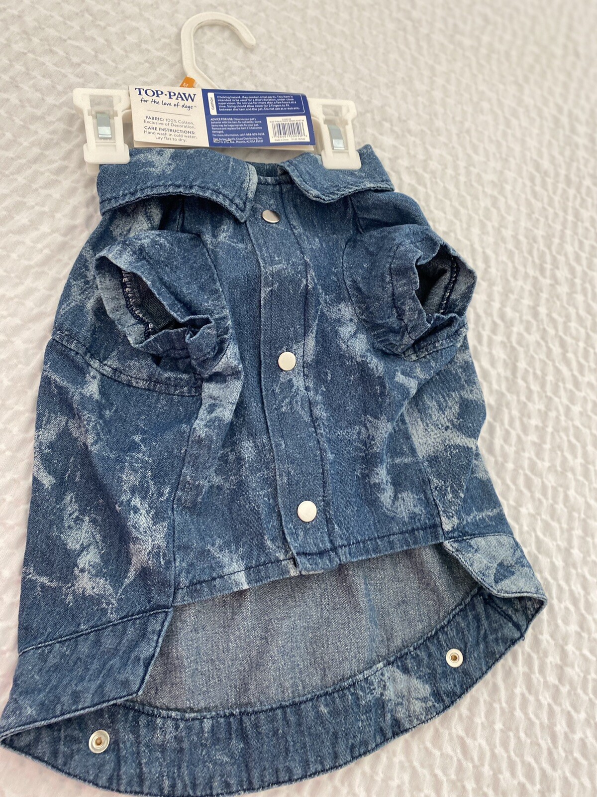 Top Paw Tyedye Dog Comfortable Denim Jacket Short Sleeve Medium New With Tags*