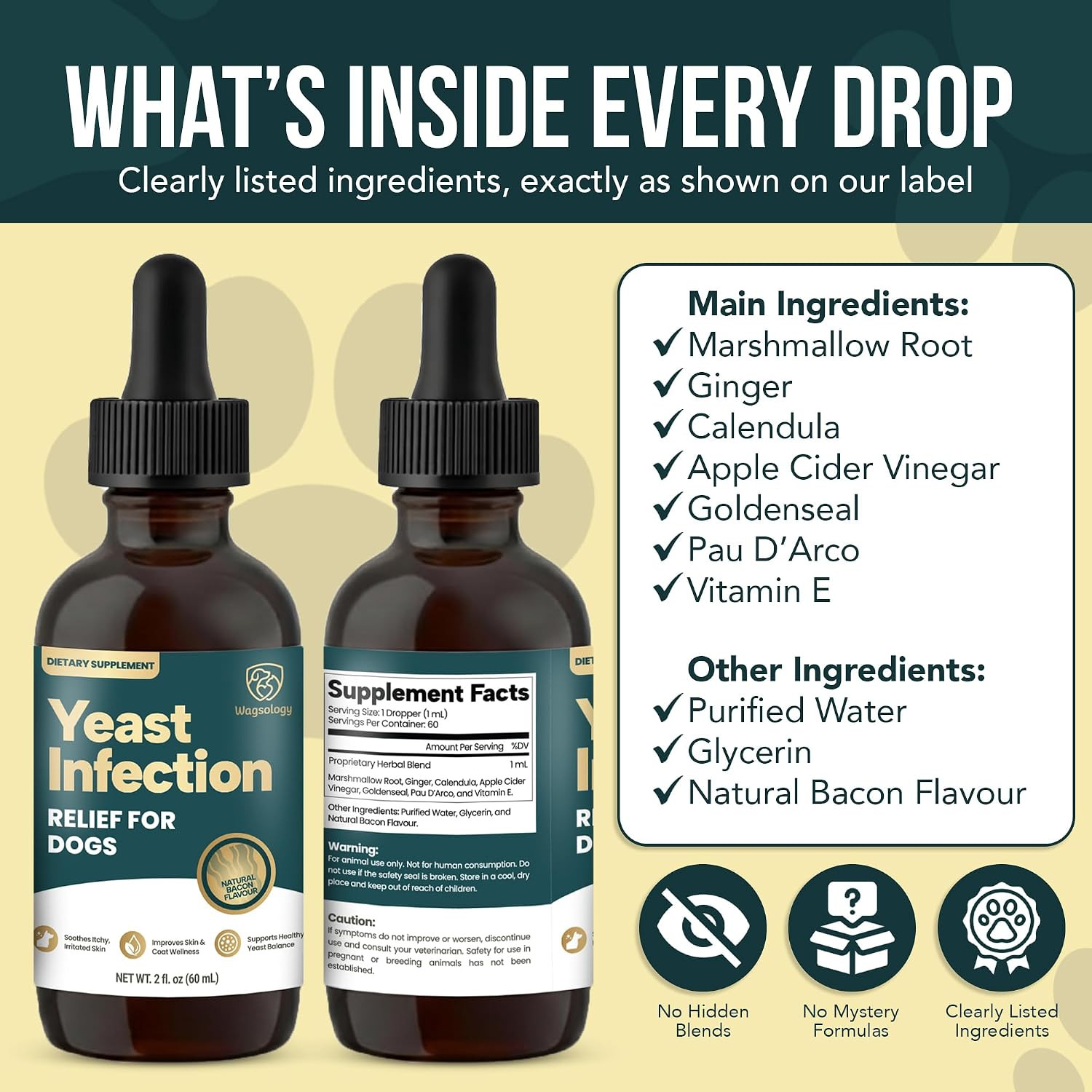 Yeast Infection Treatment for Dogs Drops (7 in 1 Formula) Soothes Itchy & Irrita