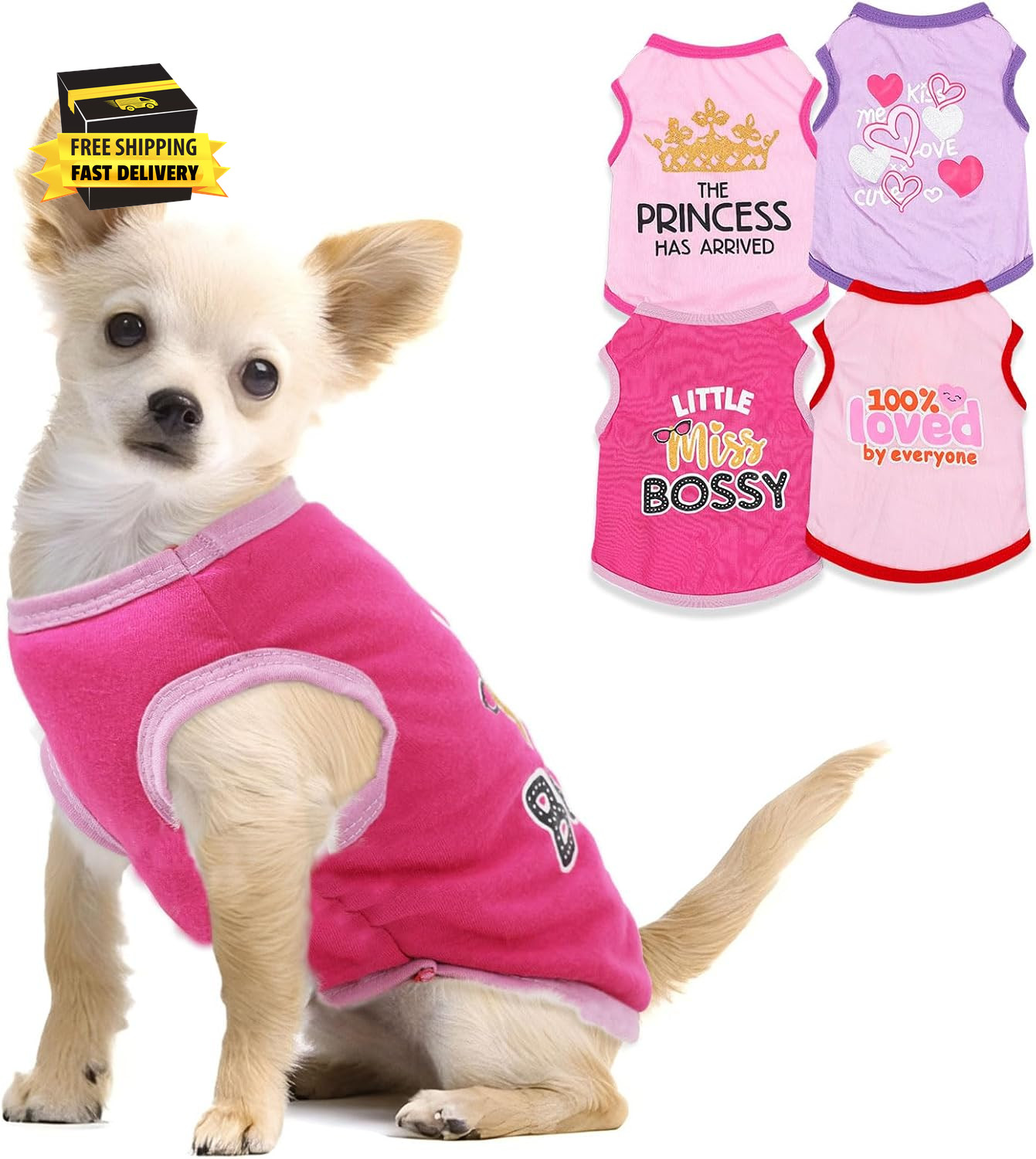 4 Pieces Chihuahua Clothes Cute Dog Clothes for Small Dogs Girl Puppy Shirt York