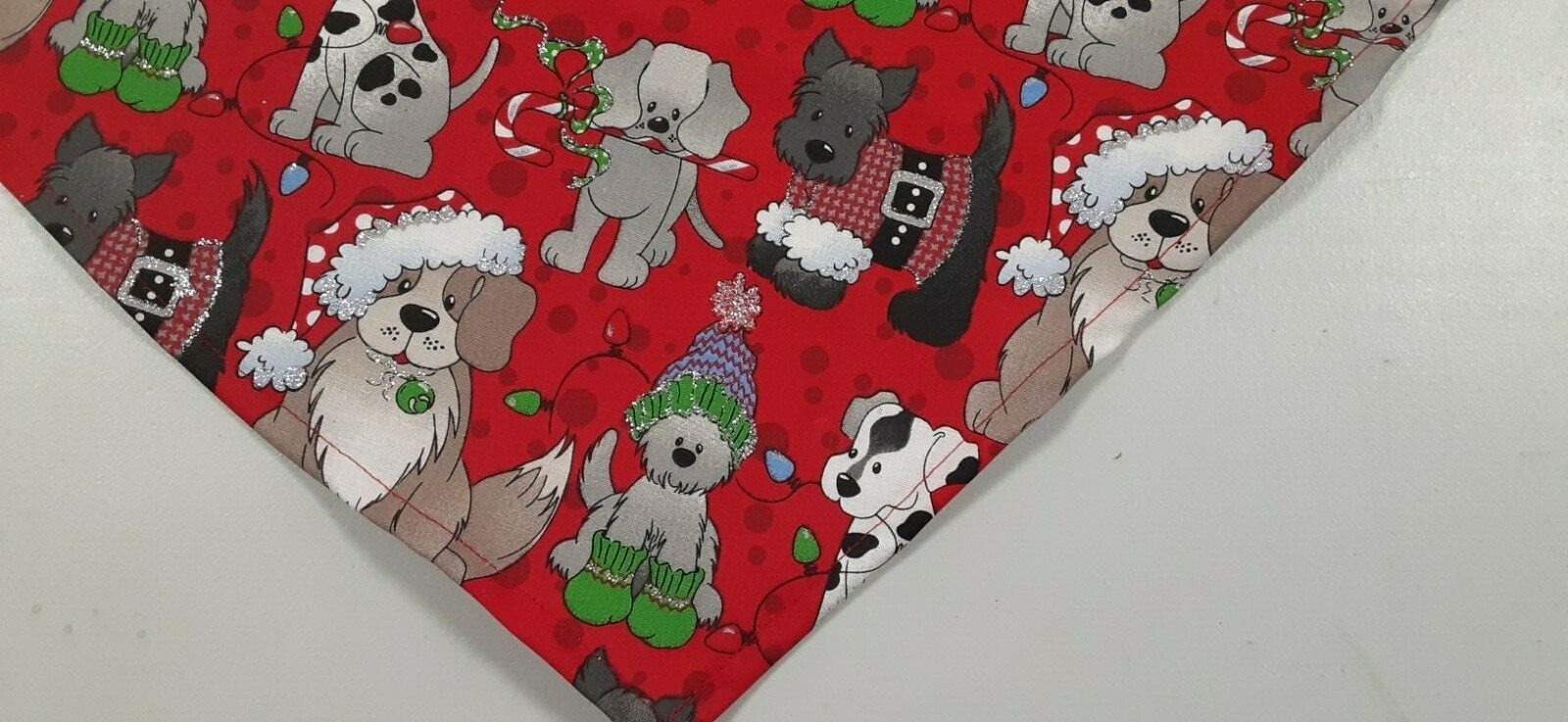 Buster Brown Dog Bandana/Scarf, Tie/Slide On, Christmas, Red, Dogs, Hats, M, L