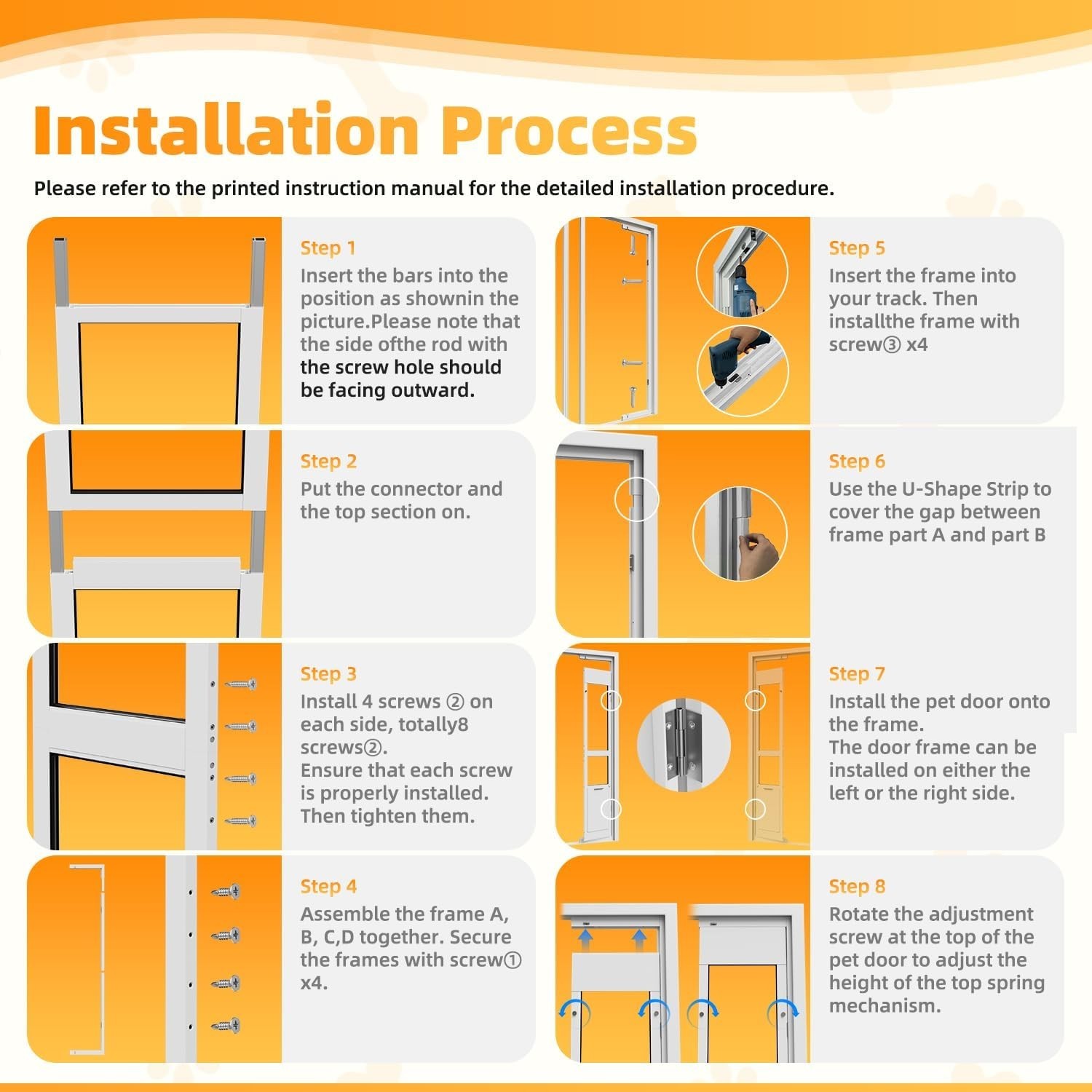 Sliding Glass Dog Door Adjustable Patio Pet Door MEDIUM High Locking 91.1″-96.2″