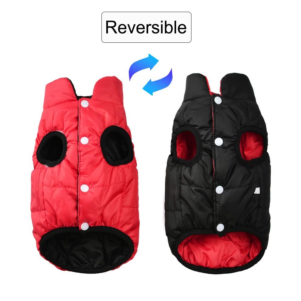 Reversible Waterproof Dog Jacket with Zipper Warm Windproof Pet Coat