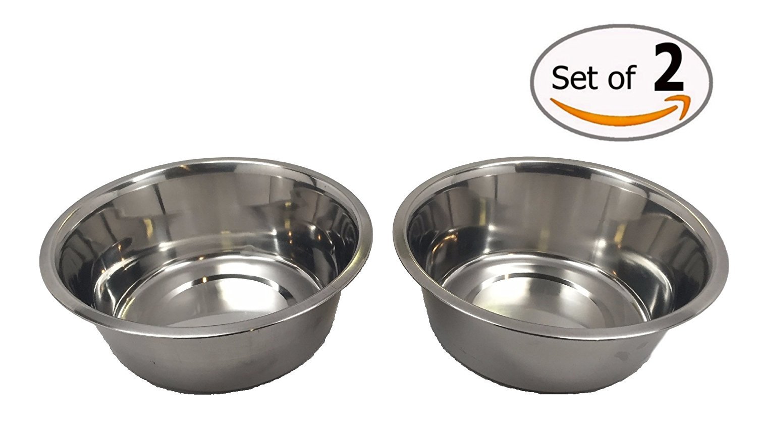 Stainless Steel Dog Bowl Set, 8″ Large, 64oz/2-Quart Bowls, Two Bowls