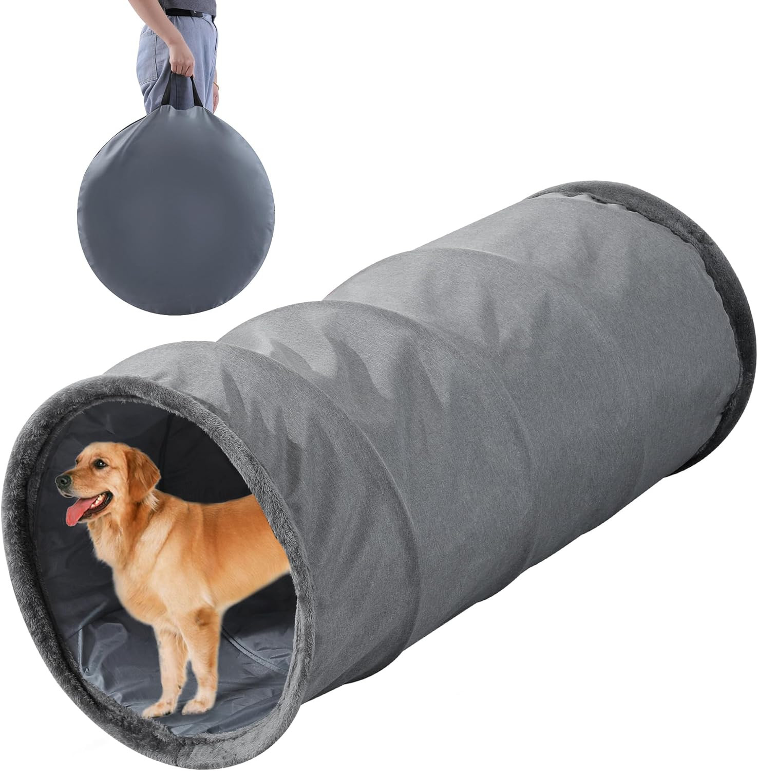 Extra Large Dog Tunnel for Large Dogs, Cats & Adults, Jumbo 22X22X51 Inches, Col