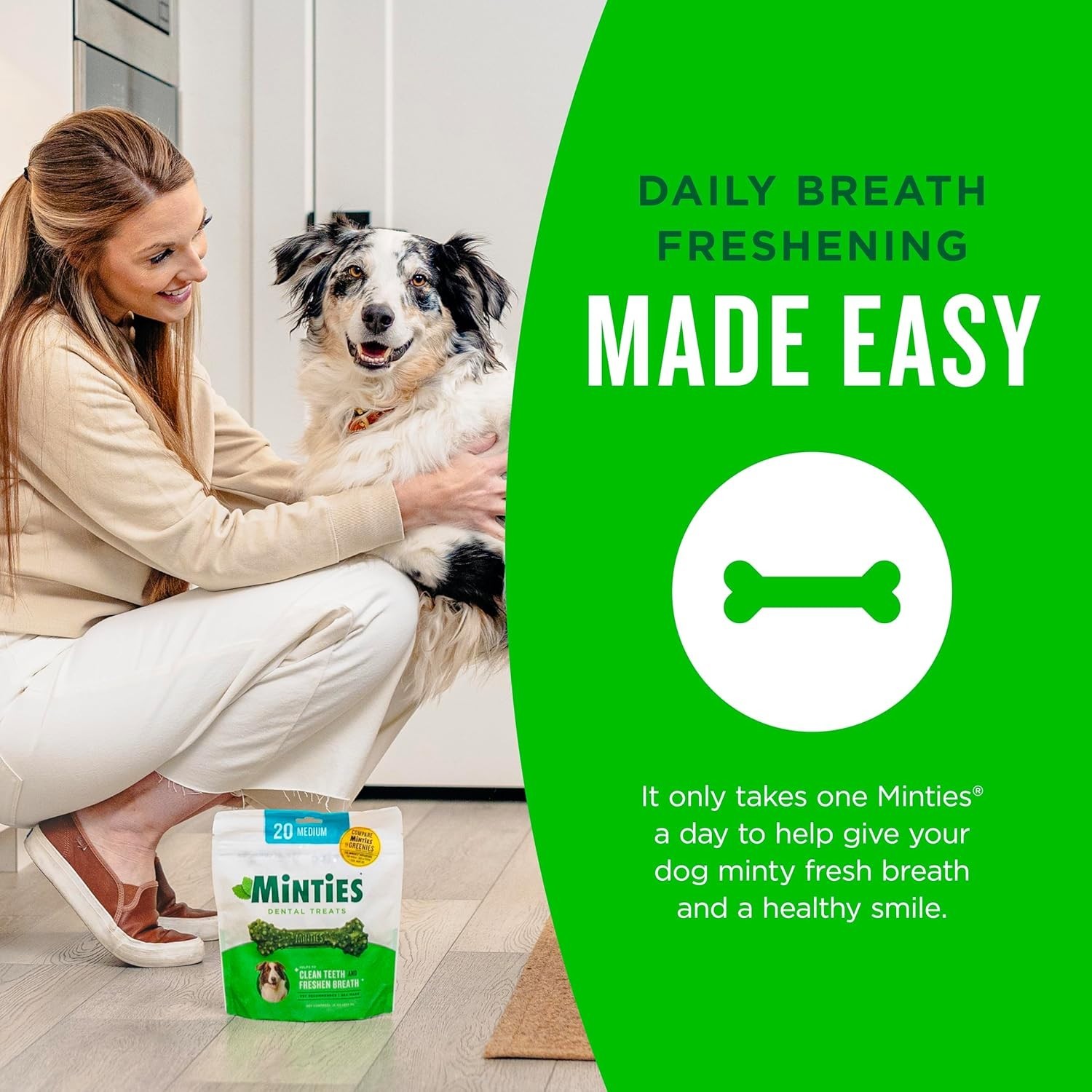 Vet Recommended Dog Dental Bones – Fresh Mint Flavor, 40 Chews for Small Dogs
