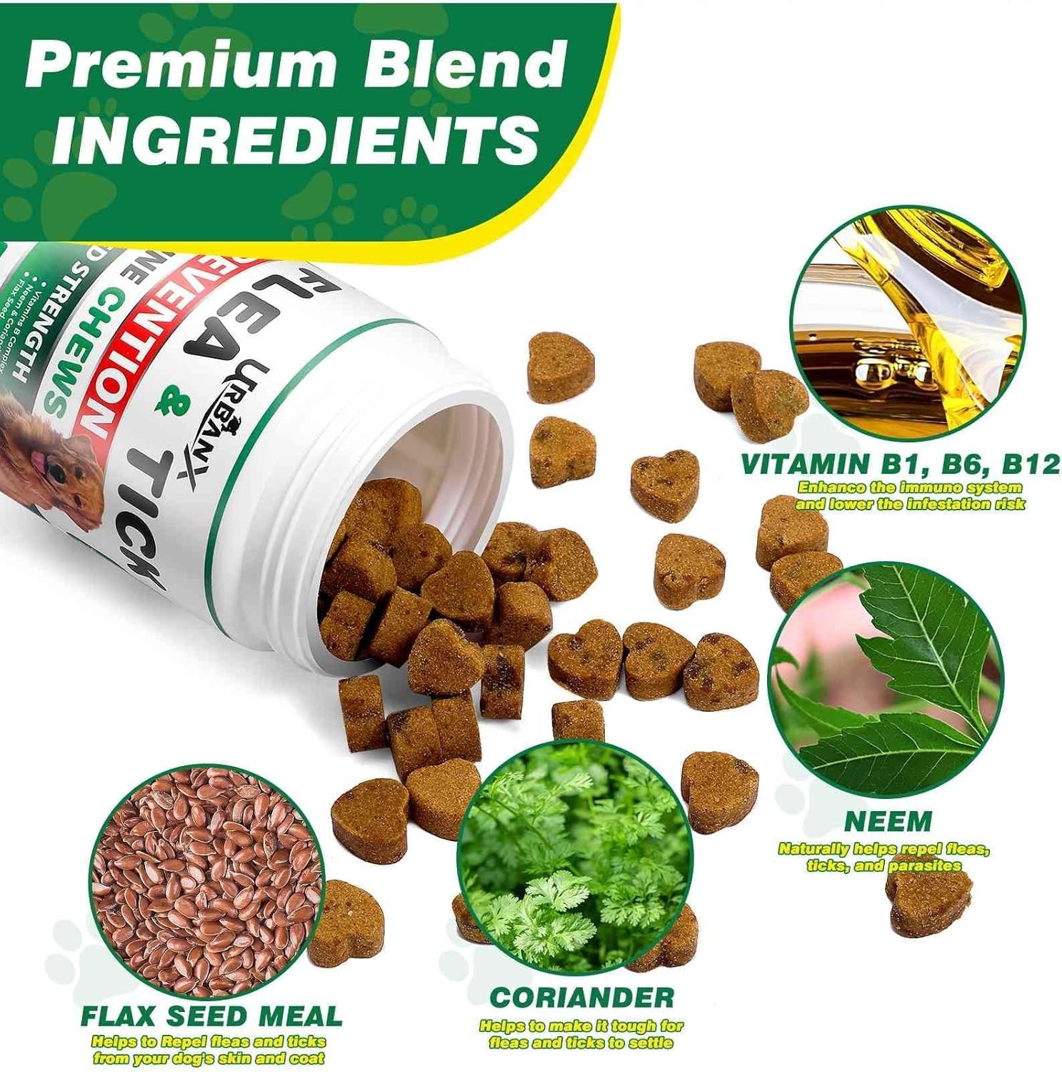Flea Tick Prevention for Dogs Soft Chews 180 Ct Immune Support All Natural