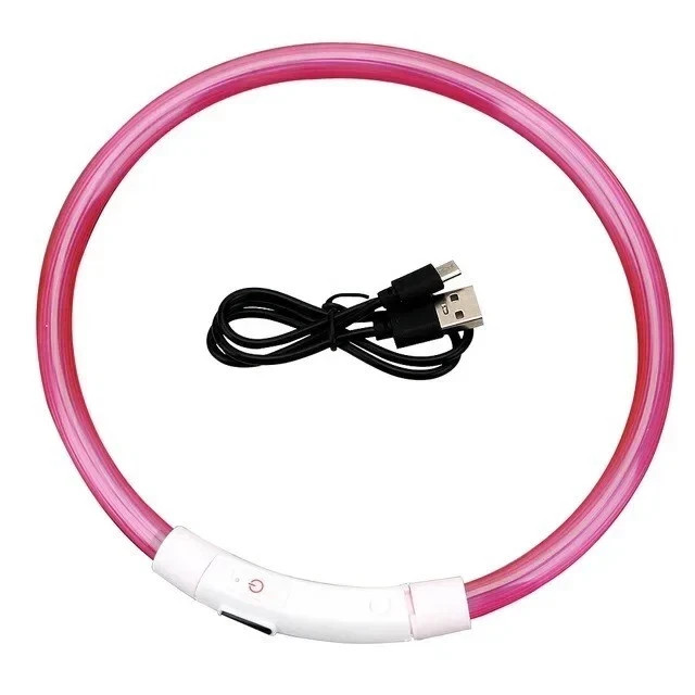 RECHARGEABLE LED Light-up Flash GLOW COLLAR Dog Pet Safety MICRO USB adjustable