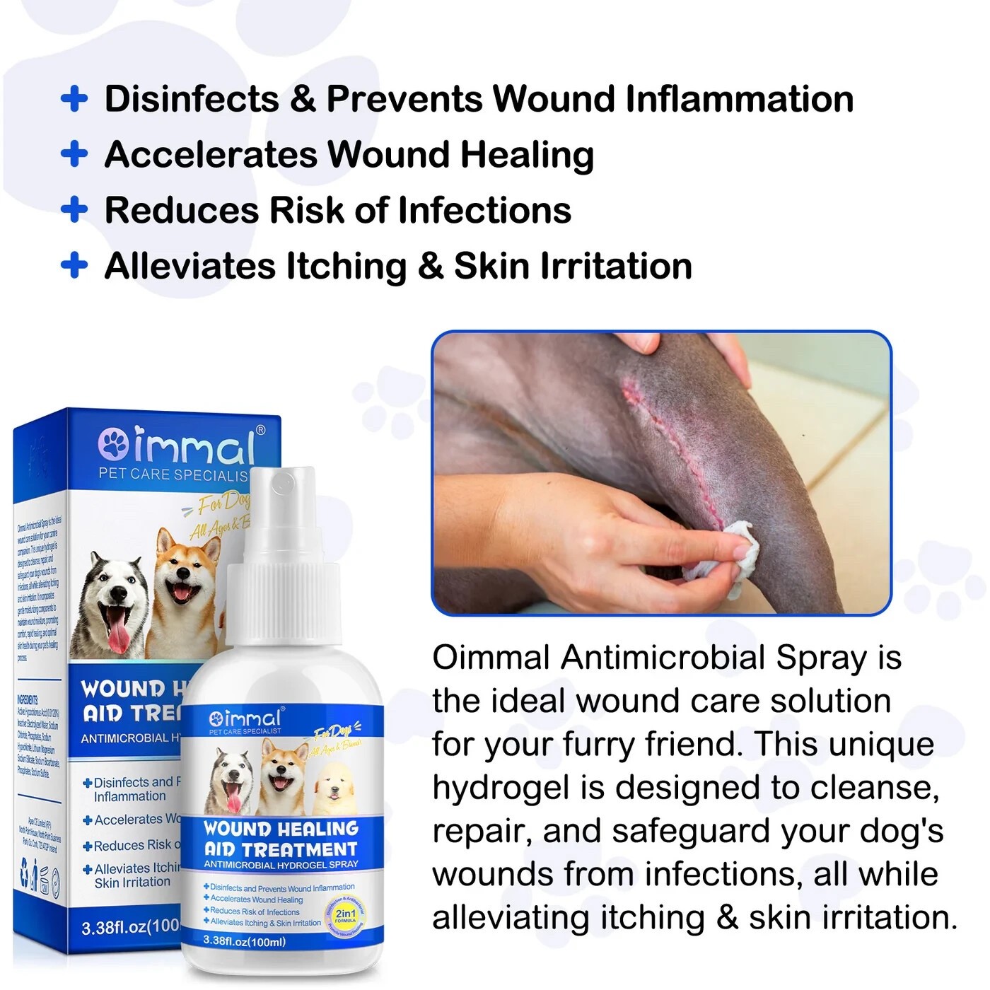 Wound Healing For Dogs Spray Skin Irritation & Itching Lower Infection Risk