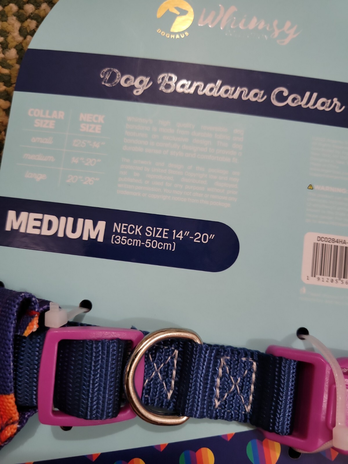 Rainbow Dog Bandana Collar – MEDIUM – Reversible – High Quality – Whimsy – NWT
