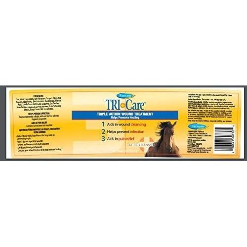 Farnam TRI-Care Triple Action Wound Treatment Horses Dogs Cuts Scrapes Heal 14oz