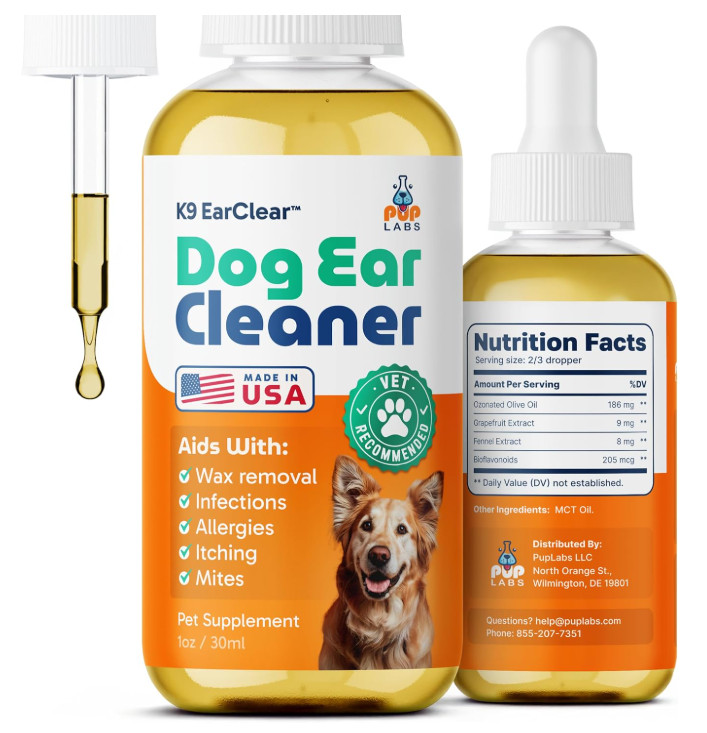 Ear Clear, Natural Dog Ear Cleaner and Infection Treatment for Dogs, Dog Drops