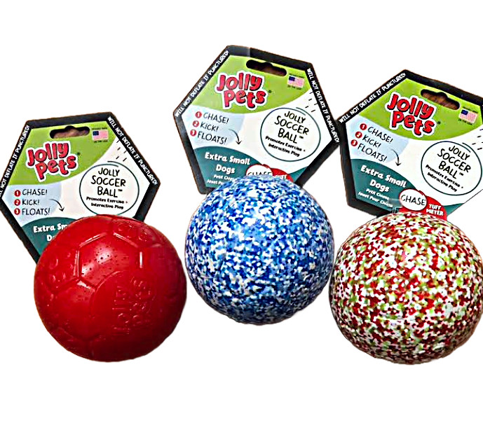 Jolly Pets Soccer Ball Extra Small Dog 3″ : Chase, Kick, Floats. Variety Choices