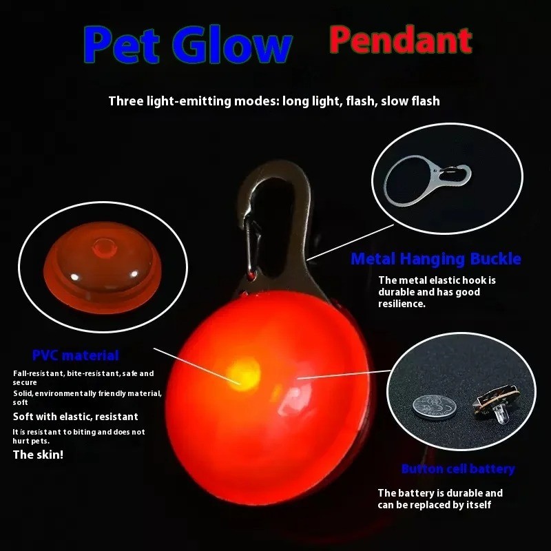2pcs LED Luminous Dog Cat Collar Glow Necklace Night Safety Pet Random Color Set