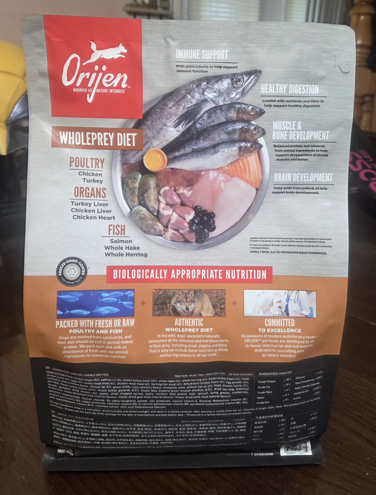 ORIJEN Grain Free High Protein Dry Dog Food Small Breed Puppy Recipe 4lb Bag