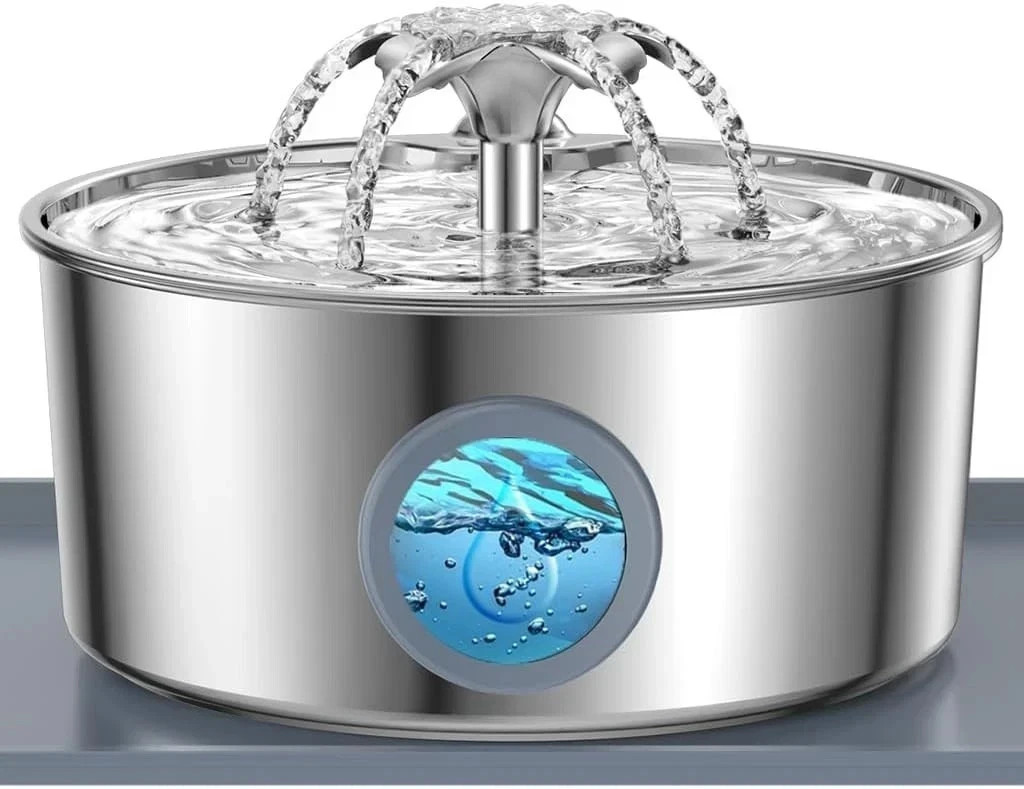 Stainless Steel Cat Water Fountain 3.2L Pet Drinking Fountain Dispenser for Cats