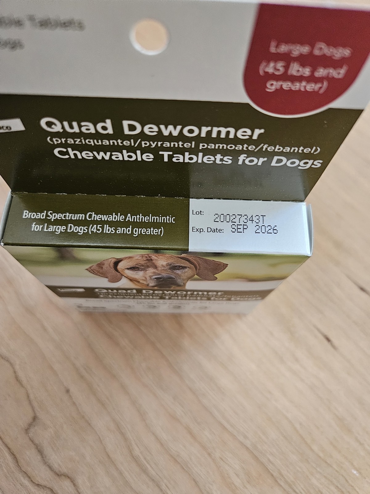 Elanco Quad Dewormer for Large Dogs 45 lbs and Over 2 Chew Tablets Exp 9/2026+