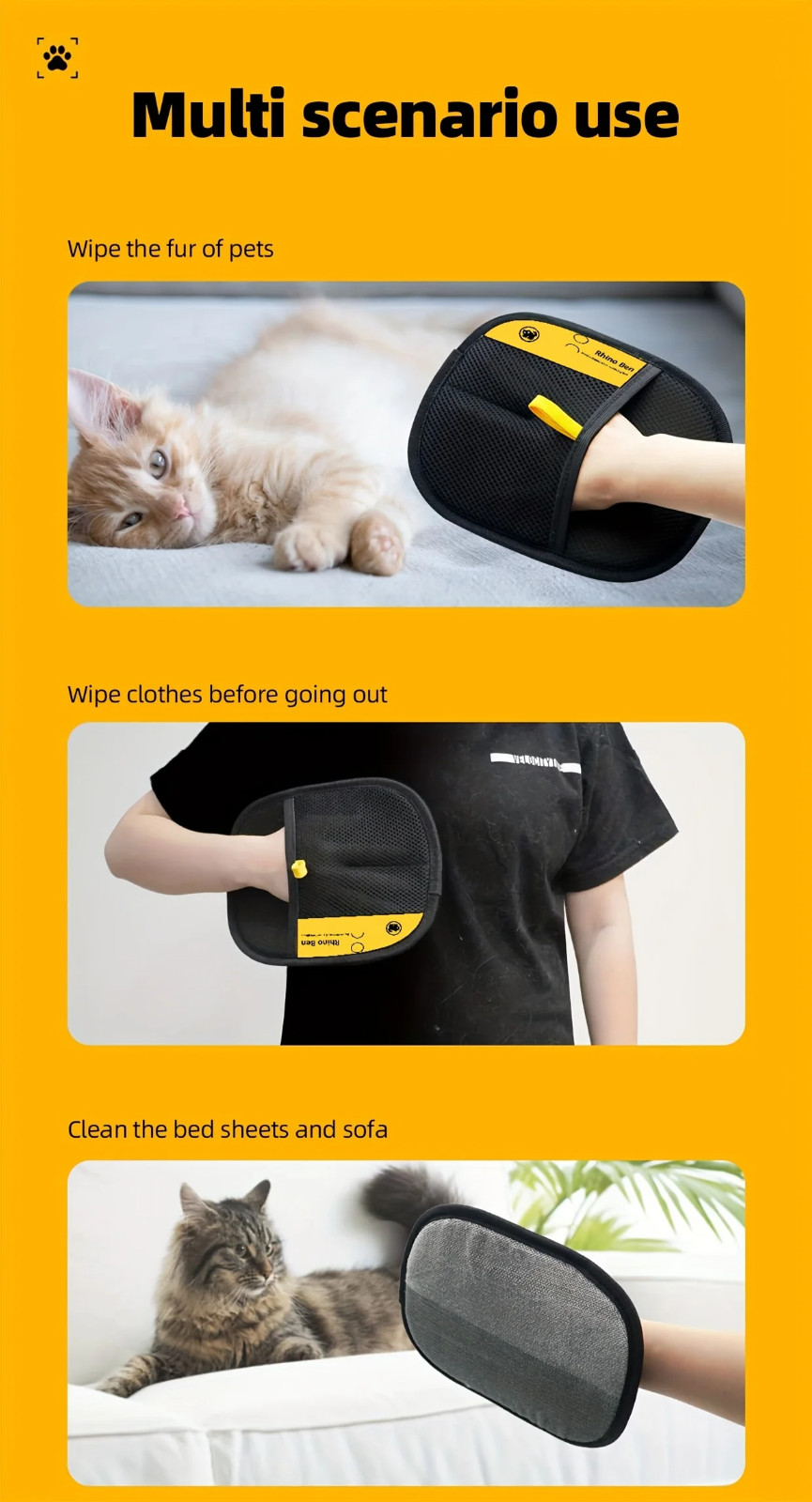 2-Pack Glove Cat Grooming Gloves Cat Hair Remover 2026 New Pet Dog Hair Remover