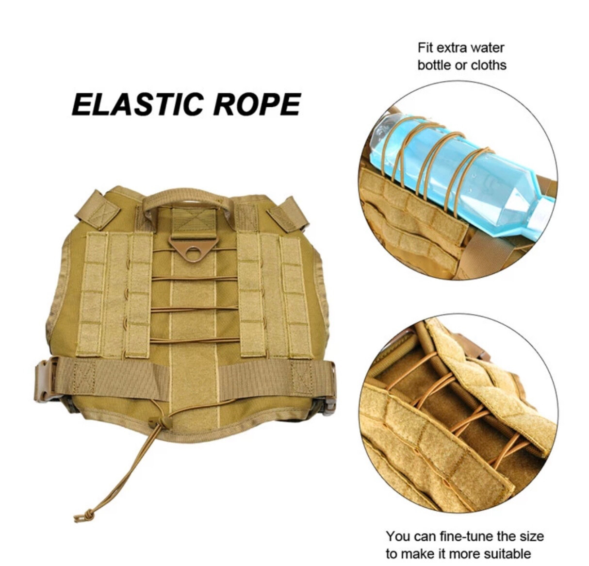 Tactical Dog HARNESS w LEASH, Military, Adjustable, No Pull Vest Handle, M L XL