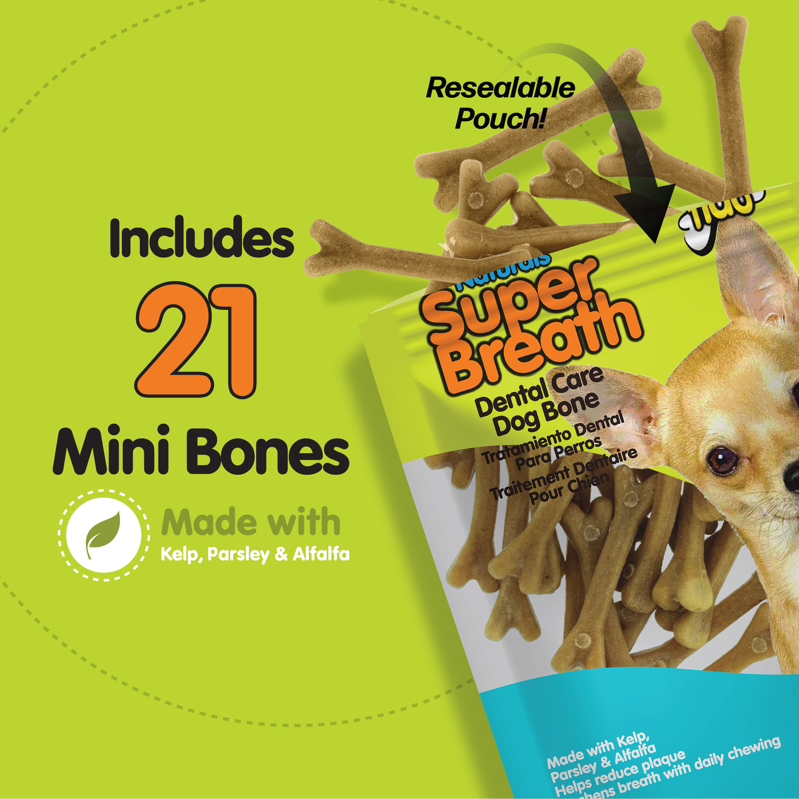 Fido Super Breath Dental Care Dog Bones with Chlorophyll – Mini 21ct.