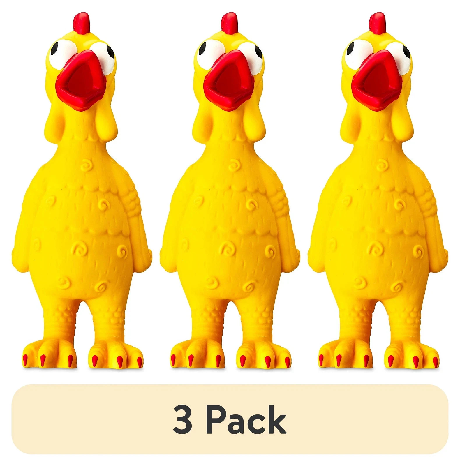 6 Pack – Vibrant Life Playful Buddy Toy For Dogs – Squeaky Chicken Pet Toy 9″