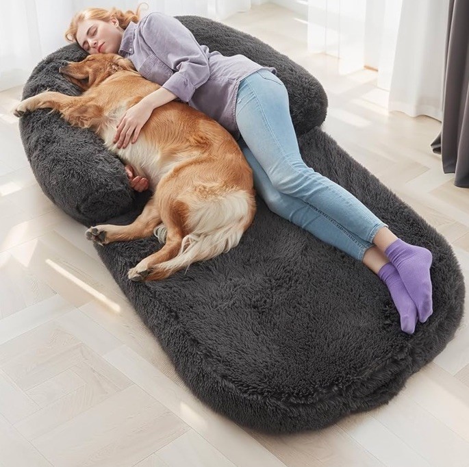 2-In-1 Human Sized Dog Bed Giant Orthopedic Egg Foam Mat 71”x41.4”x12” Washable