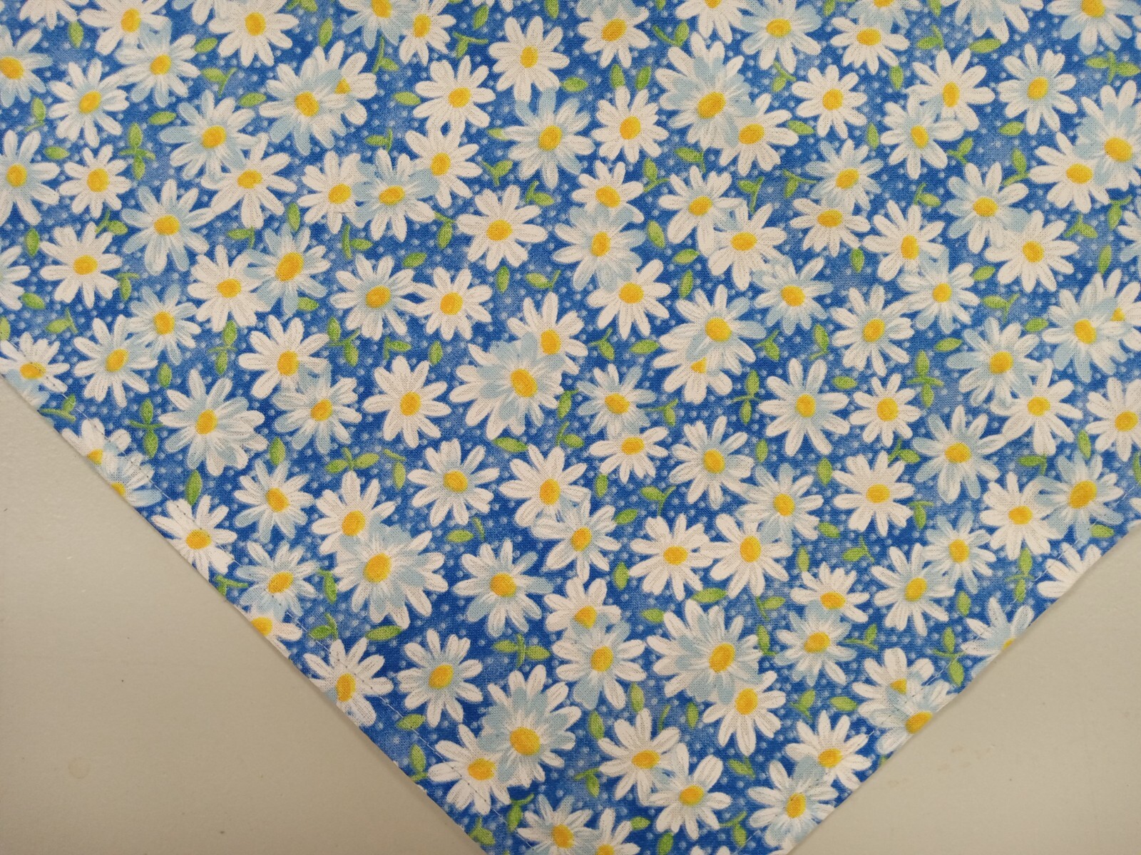 Dog Bandana/Scarf, Tie On, White, Yellow, Daisies, Blue, xS,S,M,L