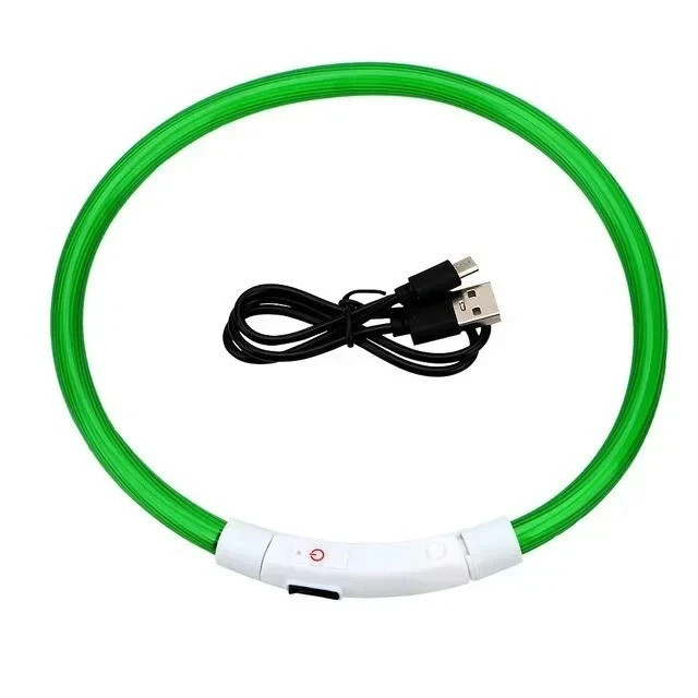 RECHARGEABLE LED Light-up Flash GLOW COLLAR Dog Pet Safety MICRO USB adjustable