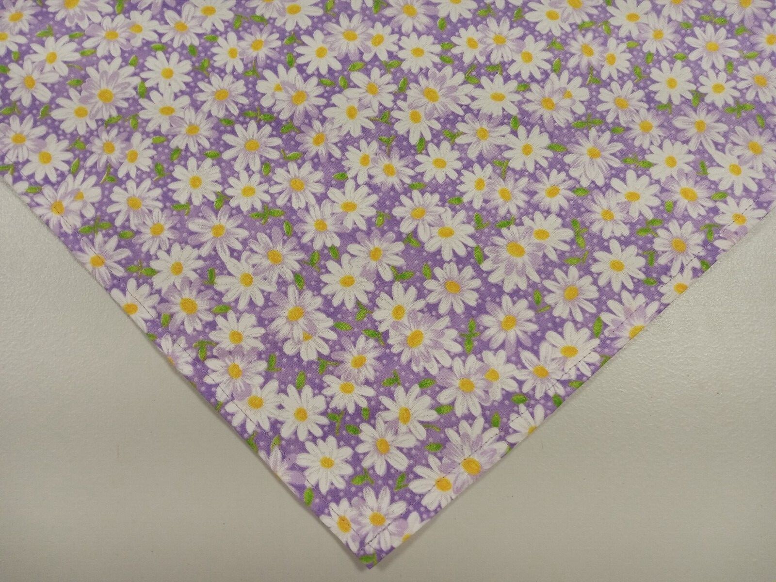 Dog Bandana/Scarf, Tie On, Violet, White, Daisies, xS, S, M, L