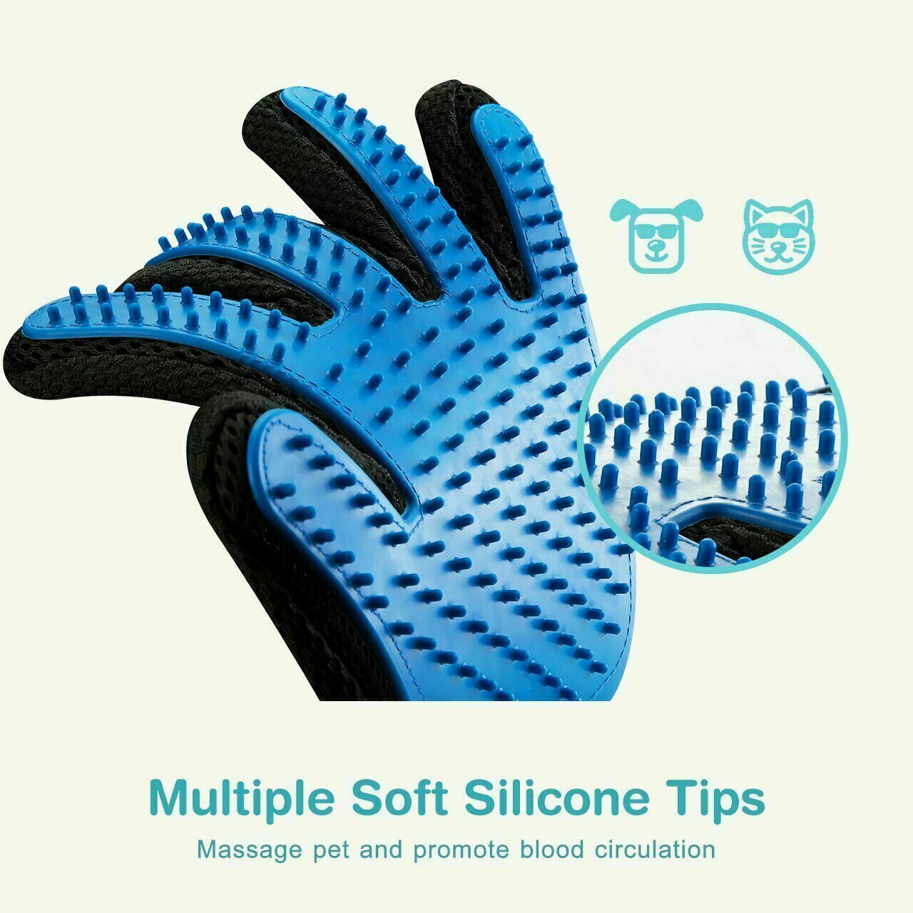 Dog Cat Grooming Gloves Pet Hair Remover Brush 1 Pair Massage Fur Mitt